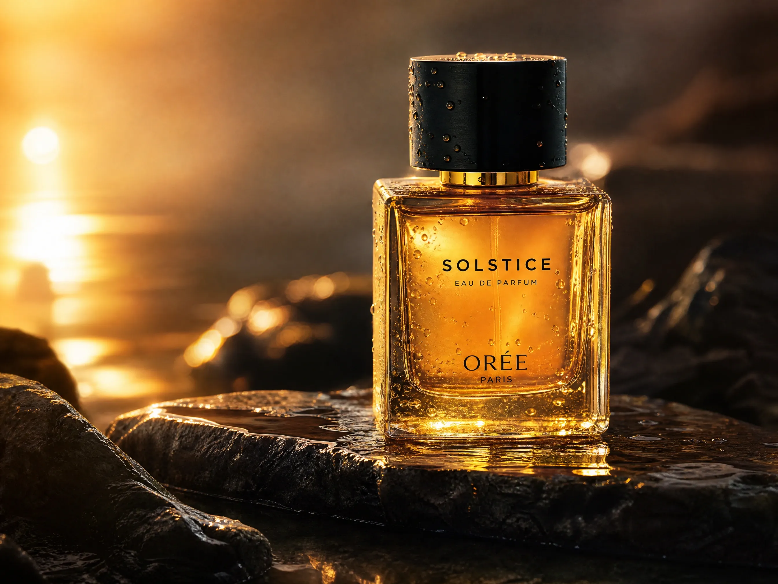 Amber perfume at sunrise
