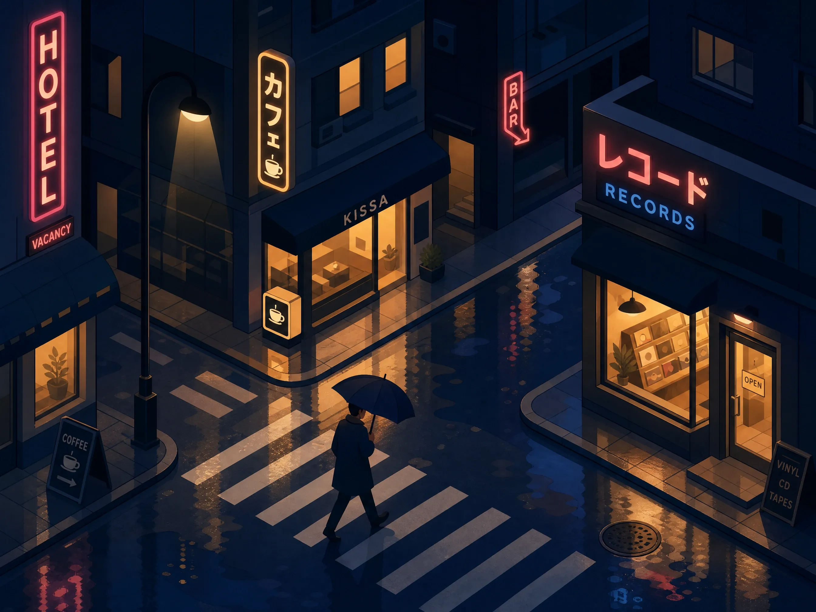 Rainy night commuter