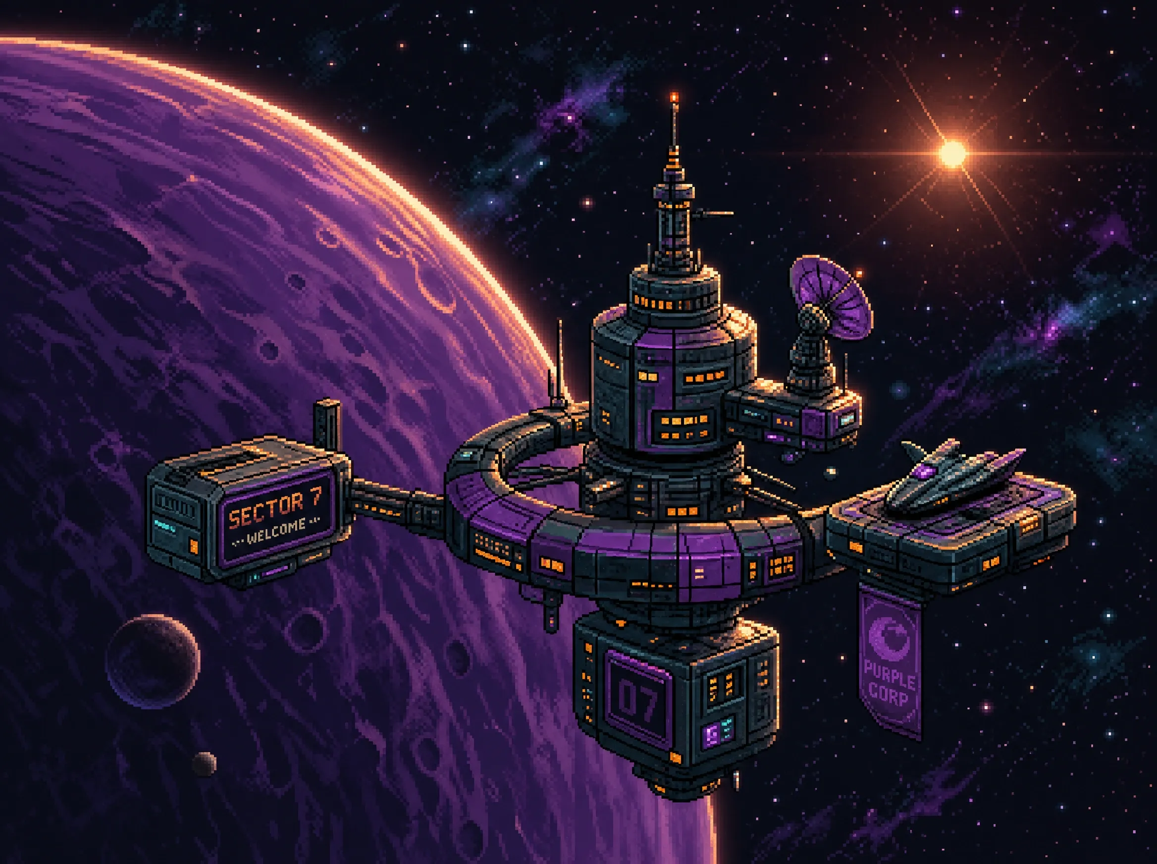 Pixel art space station