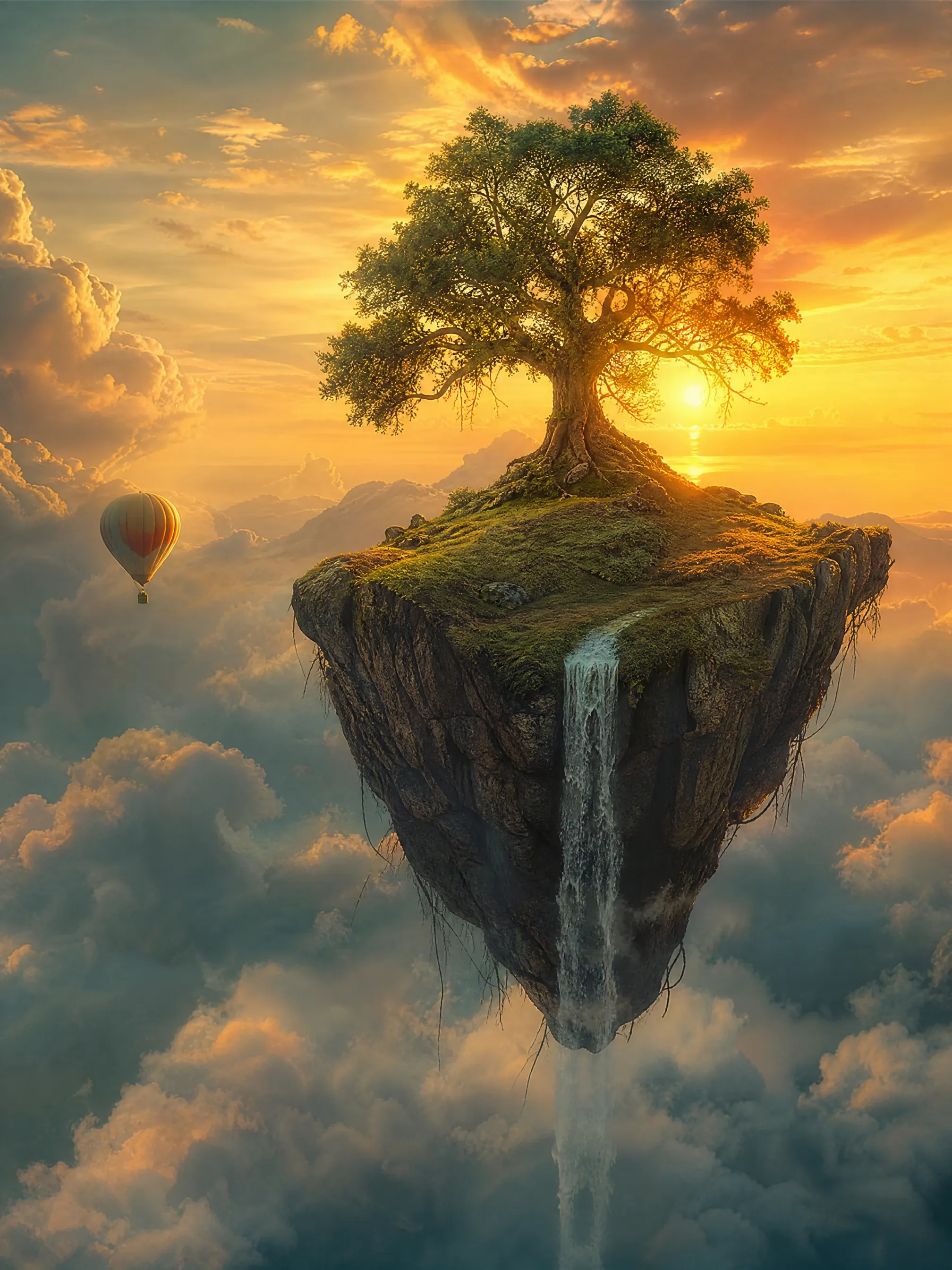 Floating island at golden hour