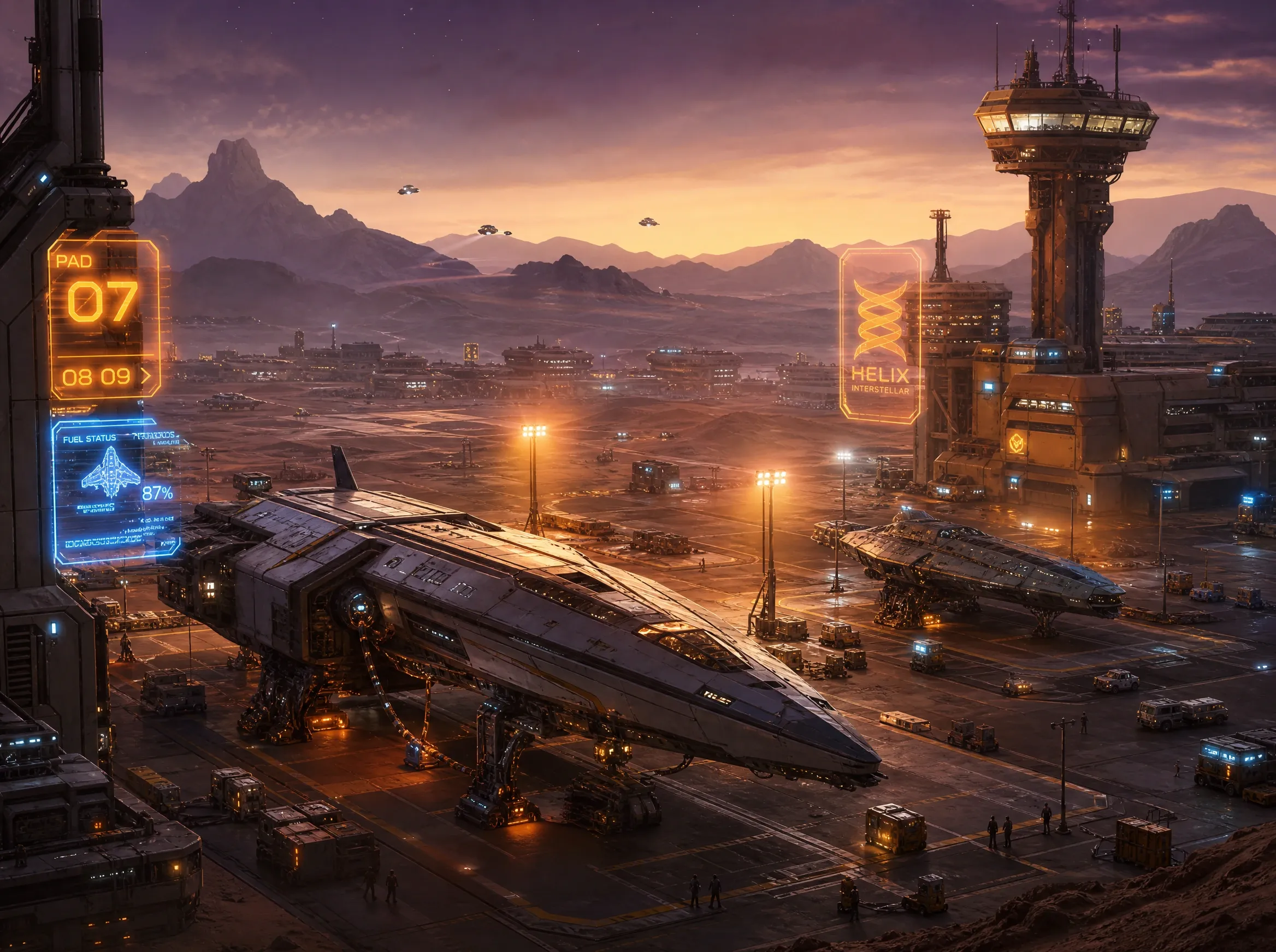 Spaceport at dusk